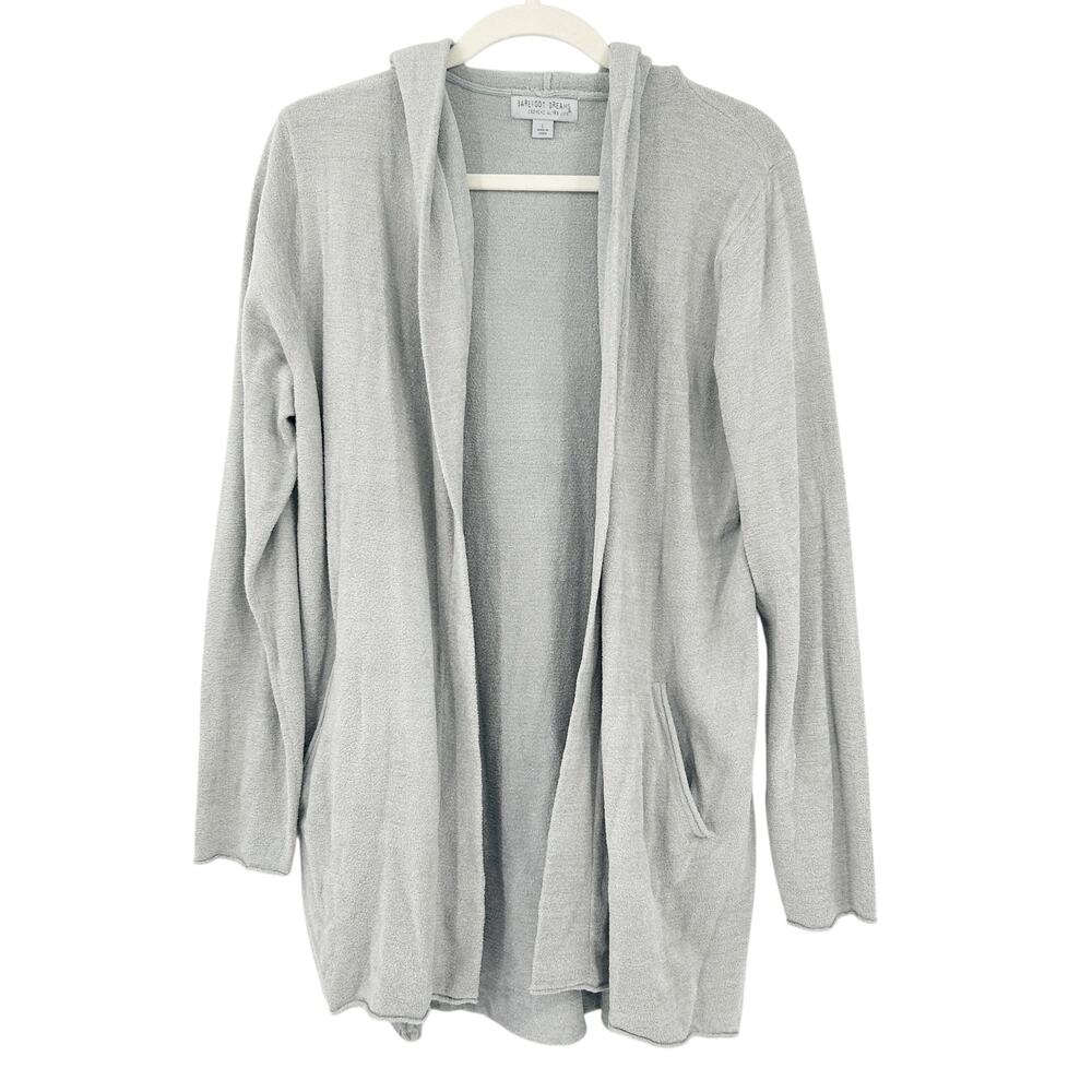 Barefoot Dreams Womens Cozy Chic Ultra Lite Hooded Cardigan Size L Dove Gray - Picture 2 of 7